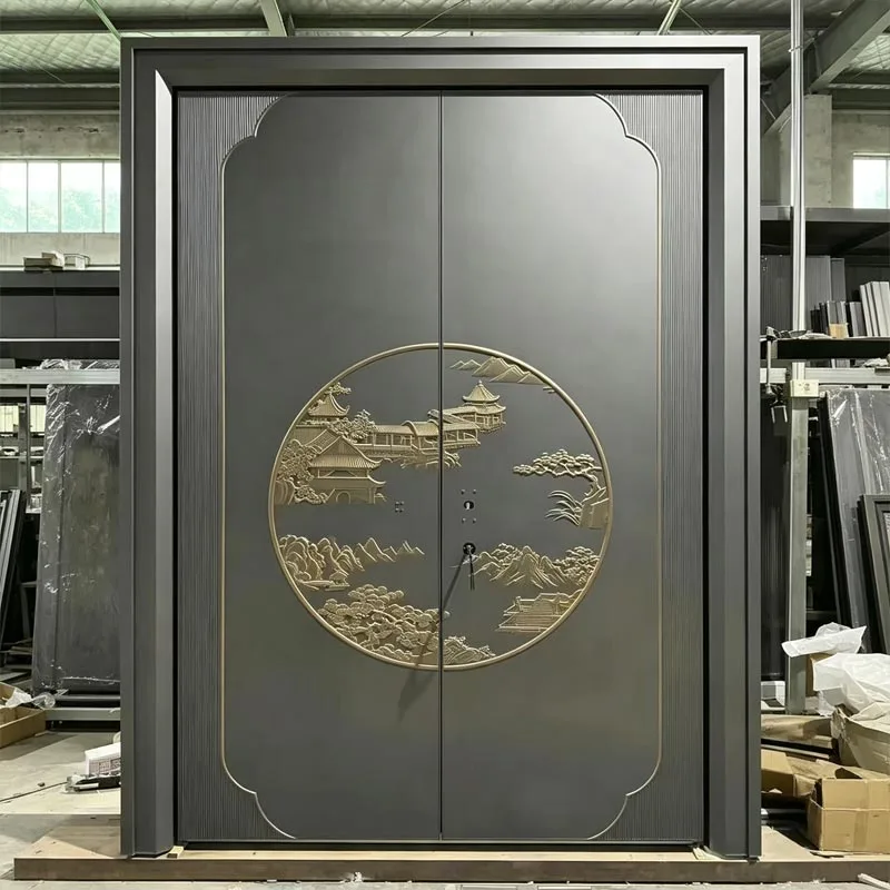 Porta de alumínio fundido com entrada de padrão tecido em relevo 3D