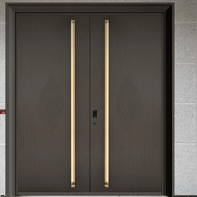 Double-Open Precision Carved Pivot Door